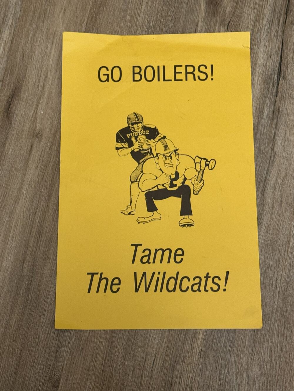 Vintage Purdue Boilermakers Football “Go Boilers! Tame The Wildcats!”
